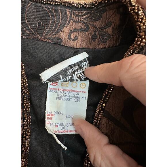 Joseph Ribkoff Trends Brown Floral Open Front Evening Jacket L - Picture 8 of 12